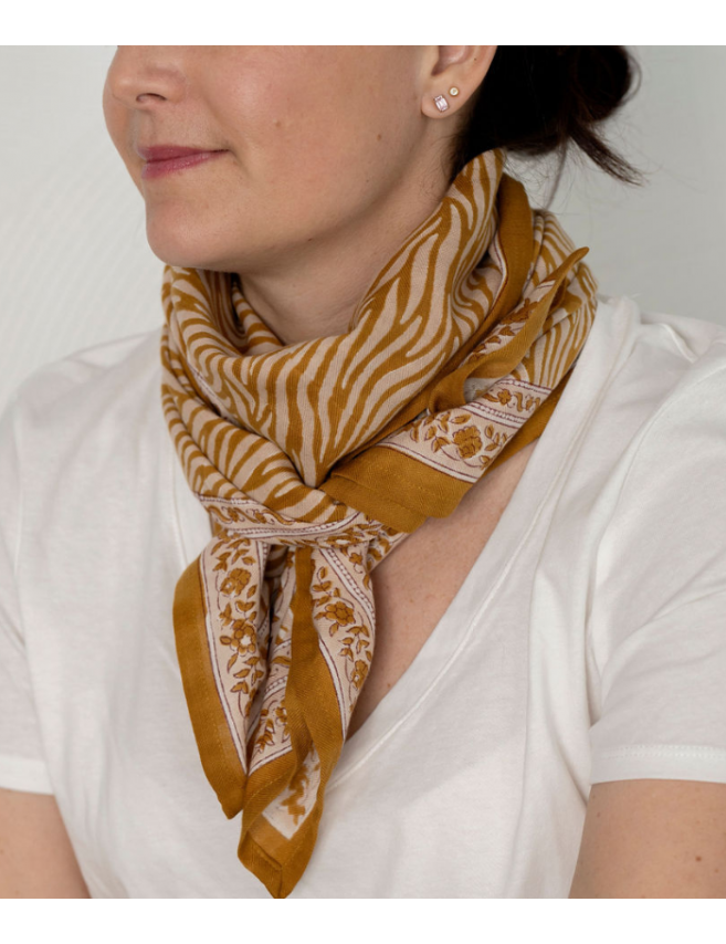 foulard zèbre blockprint bindi atelier