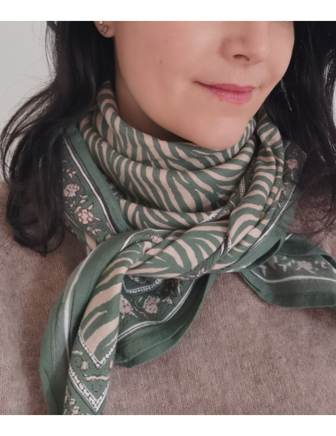 foulard zèbre blockprint bindi atelier