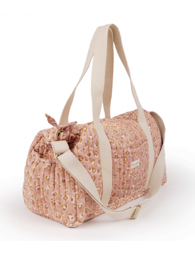Travel bag pink leopard print bindi atelier